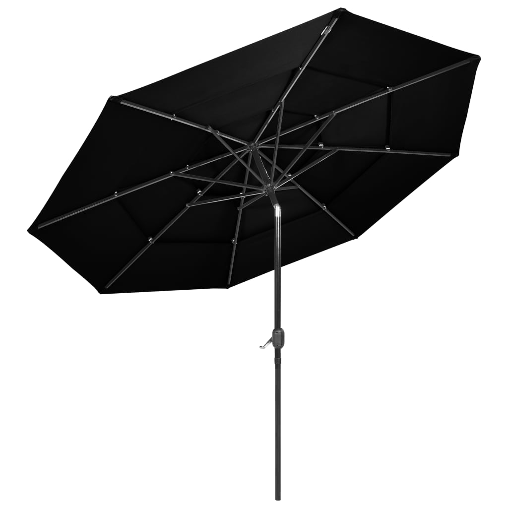 Sonnenschirm mit Aluminium-Mast 3-lagig Schwarz 3 m - Pazzar.ch