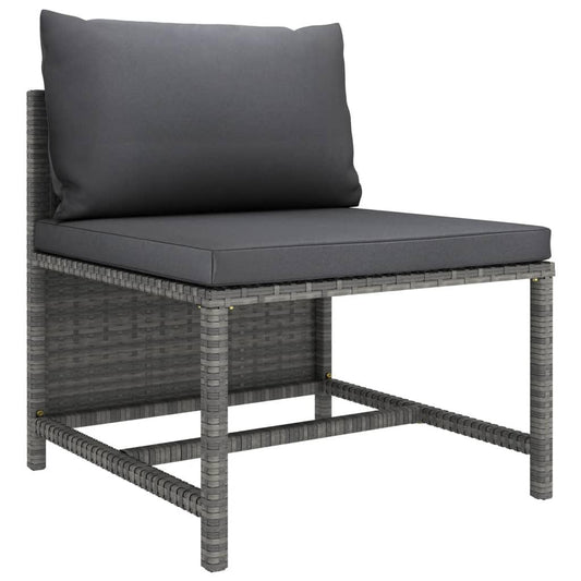 Modulares Mittelsofa mit Kissen Grau Poly Rattan - Pazzar.ch