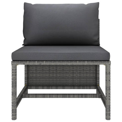 Modulares Mittelsofa mit Kissen Grau Poly Rattan - Pazzar.ch