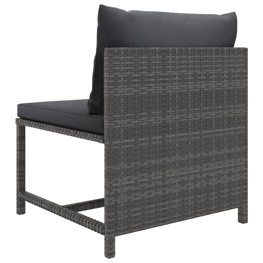 Modulares Mittelsofa mit Kissen Grau Poly Rattan - Pazzar.ch