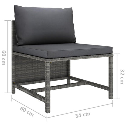 Modulares Mittelsofa mit Kissen Grau Poly Rattan - Pazzar.ch