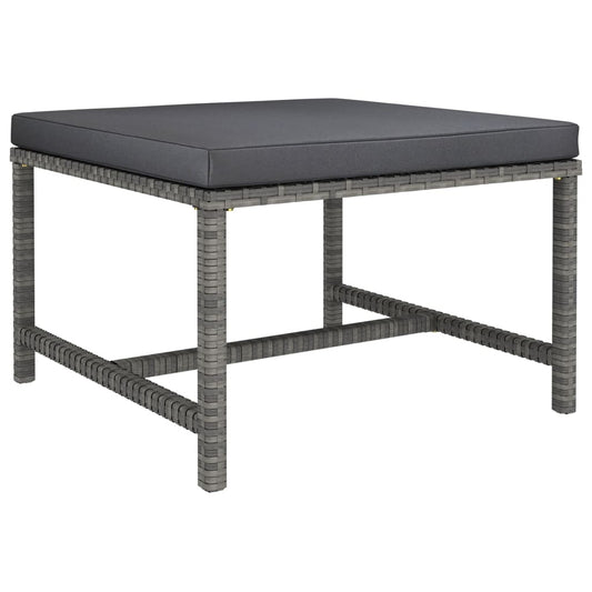 Modular-Fußhocker mit Kissen Grau Poly Rattan - Pazzar.ch