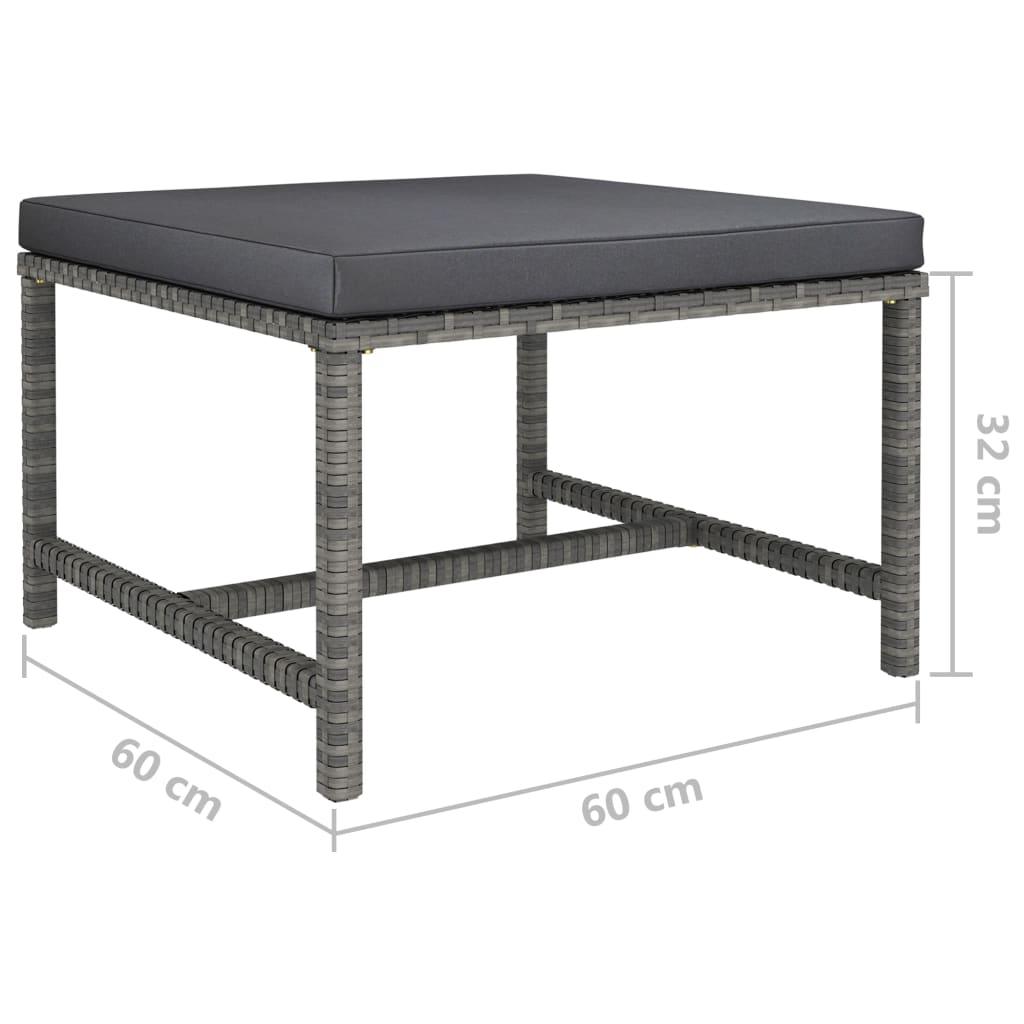 Modular-Fußhocker mit Kissen Grau Poly Rattan - Pazzar.ch