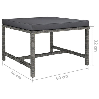 Modular-Fußhocker mit Kissen Grau Poly Rattan - Pazzar.ch
