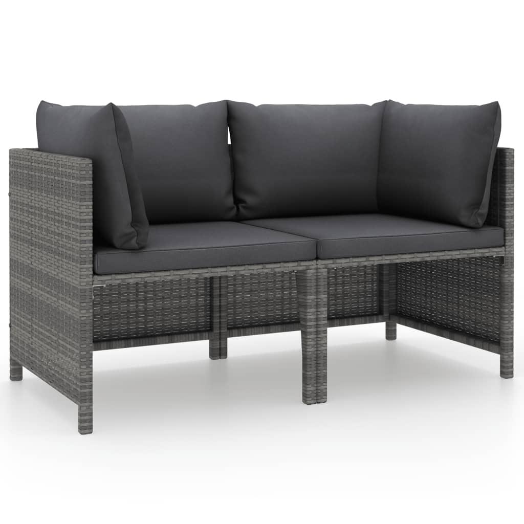 2-Sitzer-Gartensofa mit Polstern Grau Poly Rattan - Pazzar.ch