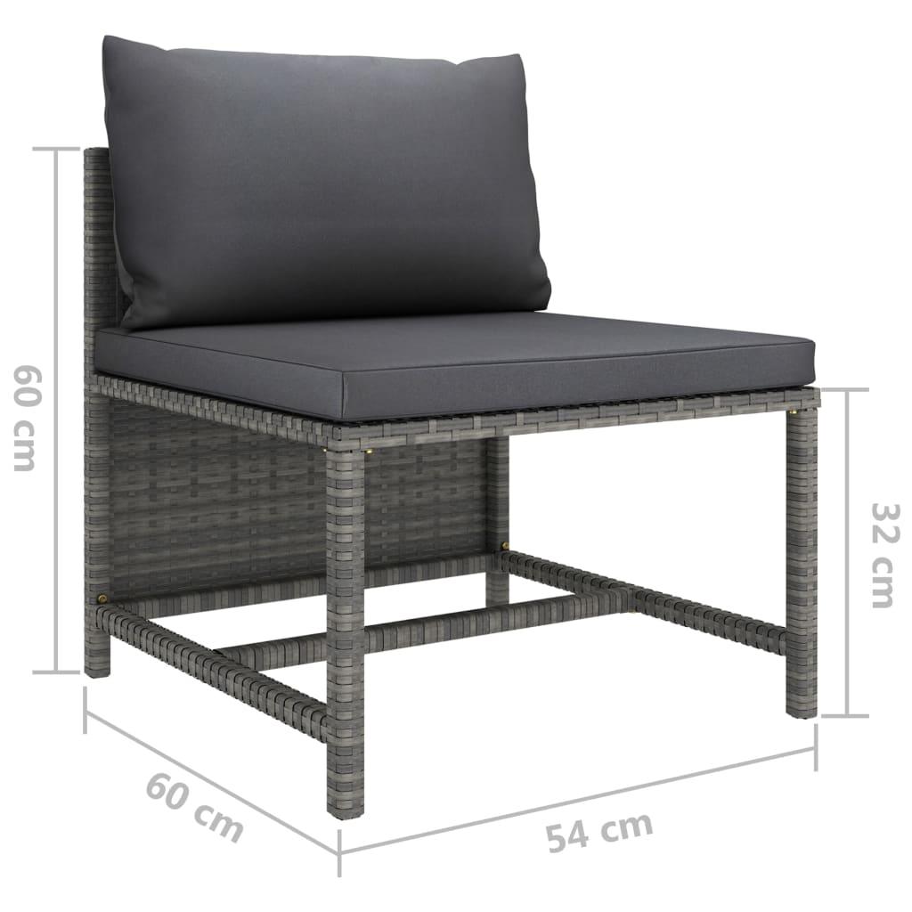 3-tlg. Garten-Sofagarnitur mit Kissen Grau Poly Rattan - Pazzar.ch