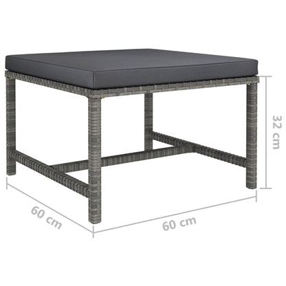3-tlg. Garten-Sofagarnitur mit Kissen Grau Poly Rattan - Pazzar.ch