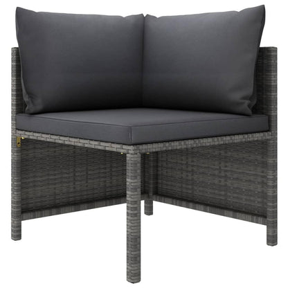 3-tlg. Garten-Lounge-Set mit Kissen Poly Rattan Grau - Pazzar.ch