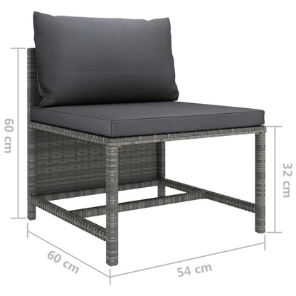 3-tlg. Garten-Lounge-Set mit Kissen Poly Rattan Grau - Pazzar.ch