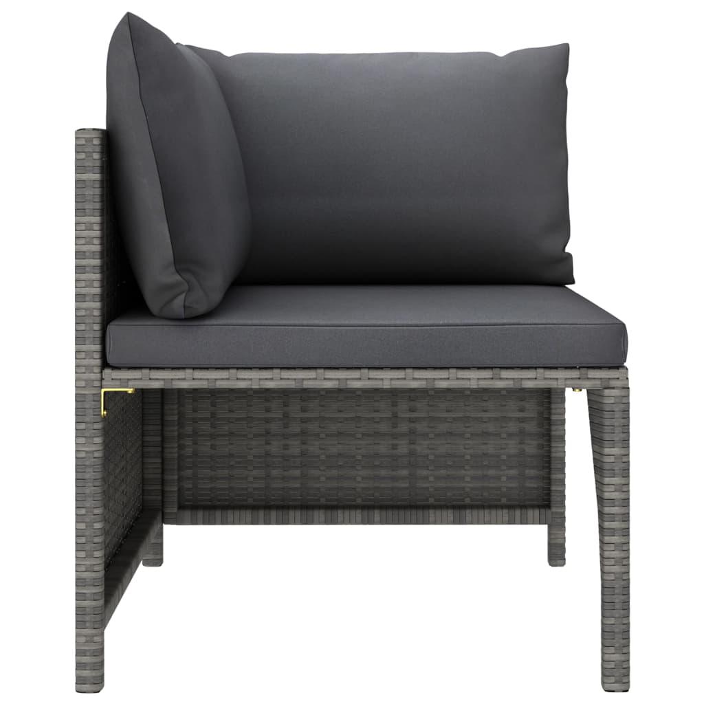3-tlg. Garten-Lounge-Set mit Kissen Poly Rattan Grau - Pazzar.ch