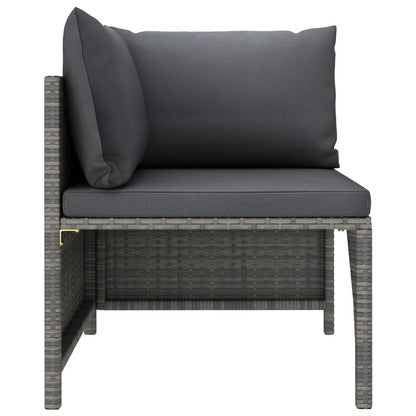 3-tlg. Garten-Lounge-Set mit Kissen Poly Rattan Grau - Pazzar.ch