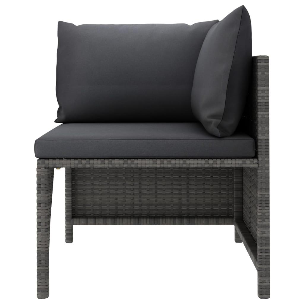 3-tlg. Garten-Lounge-Set mit Kissen Poly Rattan Grau - Pazzar.ch