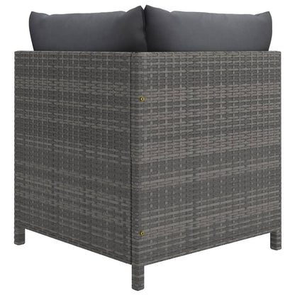 3-tlg. Garten-Lounge-Set mit Kissen Poly Rattan Grau - Pazzar.ch