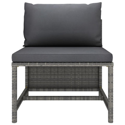 3-tlg. Garten-Lounge-Set mit Kissen Poly Rattan Grau - Pazzar.ch