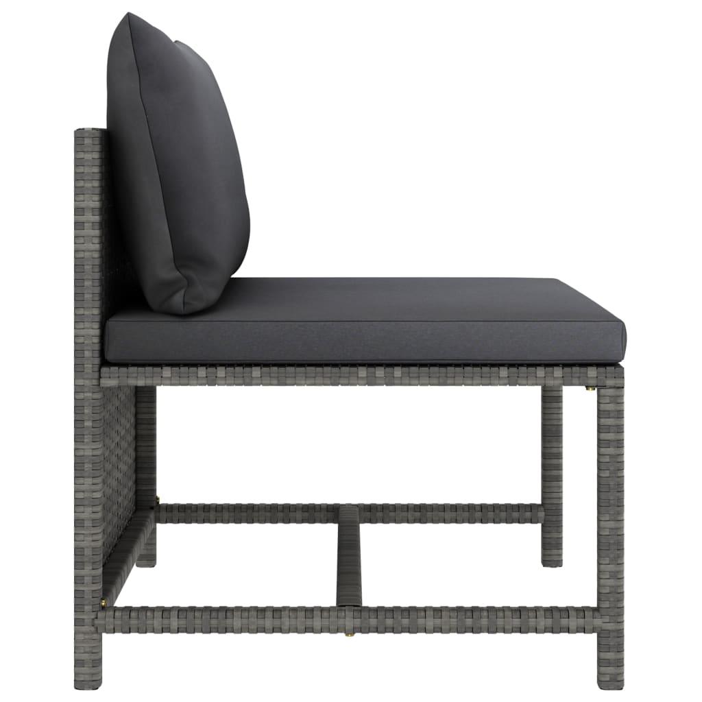 3-tlg. Garten-Lounge-Set mit Kissen Poly Rattan Grau - Pazzar.ch