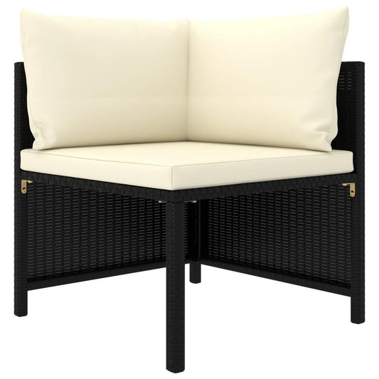 Modular-Ecksofa mit Kissen Schwarz Poly Rattan - Pazzar.ch