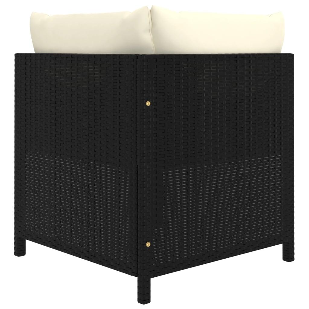 Modular-Ecksofa mit Kissen Schwarz Poly Rattan - Pazzar.ch