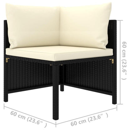 Modular-Ecksofa mit Kissen Schwarz Poly Rattan - Pazzar.ch