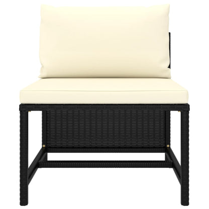 Modular-Mittelsofa mit Kissen Schwarz Poly Rattan - Pazzar.ch