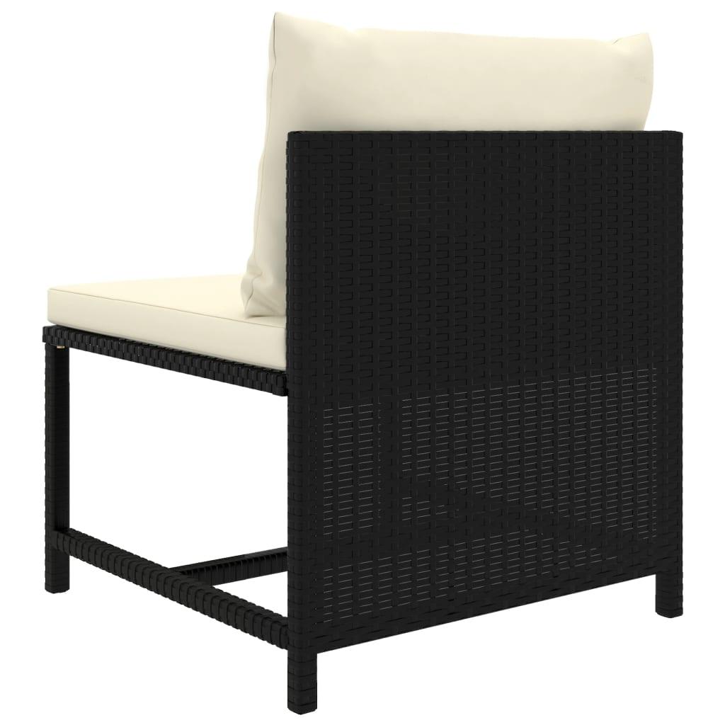 Modular-Mittelsofa mit Kissen Schwarz Poly Rattan - Pazzar.ch