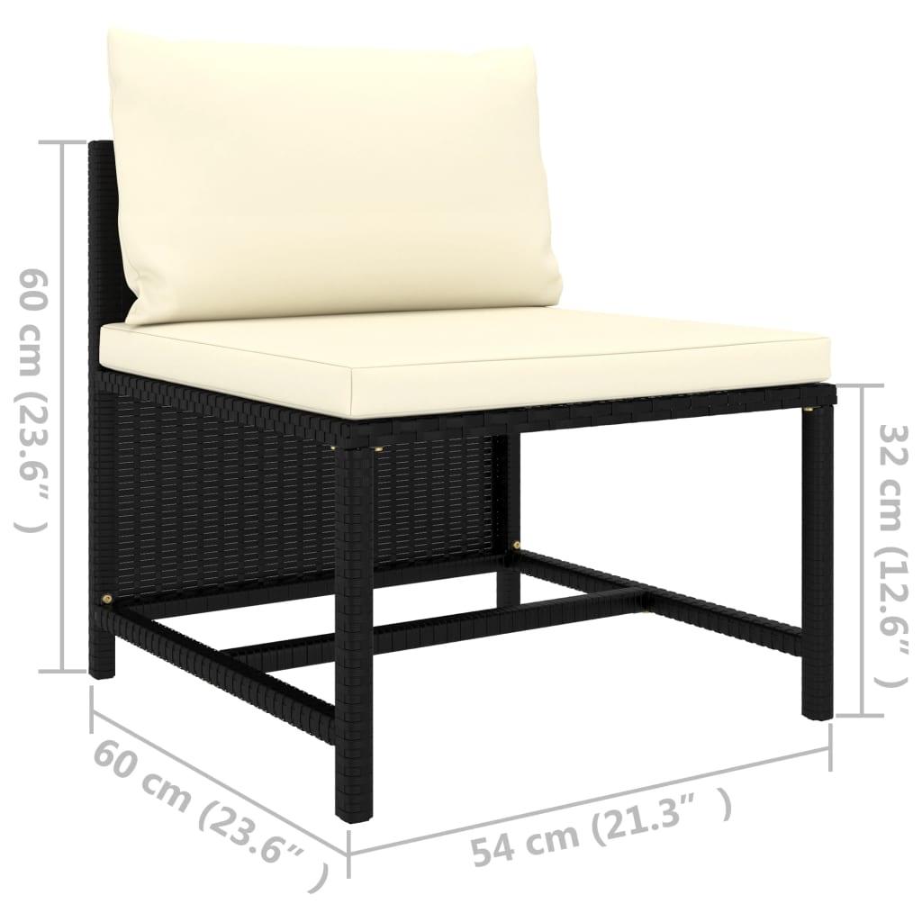 Modular-Mittelsofa mit Kissen Schwarz Poly Rattan - Pazzar.ch