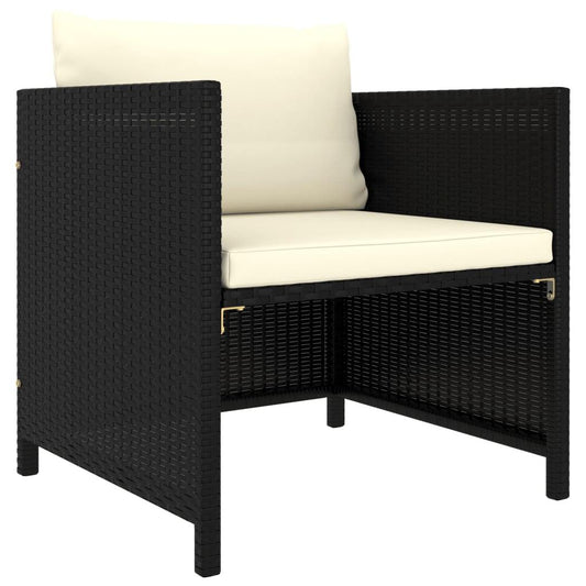 Gartensofa mit Kissen Schwarz Poly Rattan - Pazzar.ch
