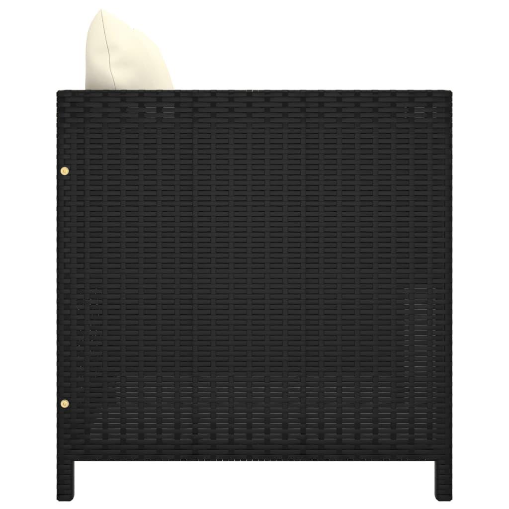 Gartensofa mit Kissen Schwarz Poly Rattan - Pazzar.ch