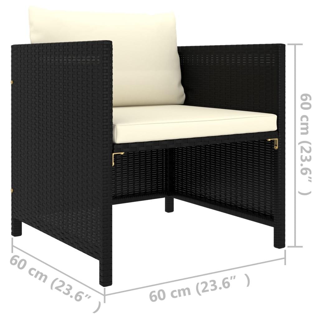 Gartensofa mit Kissen Schwarz Poly Rattan - Pazzar.ch