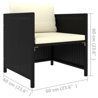 Gartensofa mit Kissen Schwarz Poly Rattan - Pazzar.ch