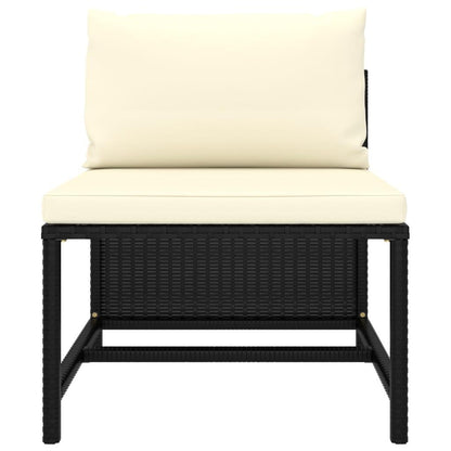 3-tlg. Garten-Sofagarnitur mit Auflagen Schwarz Poly Rattan - Pazzar.ch