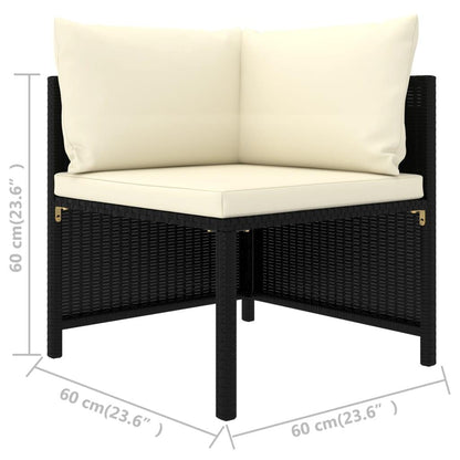 4-Sitzer-Gartensofa mit Auflagen Schwarz Poly Rattan - Pazzar.ch