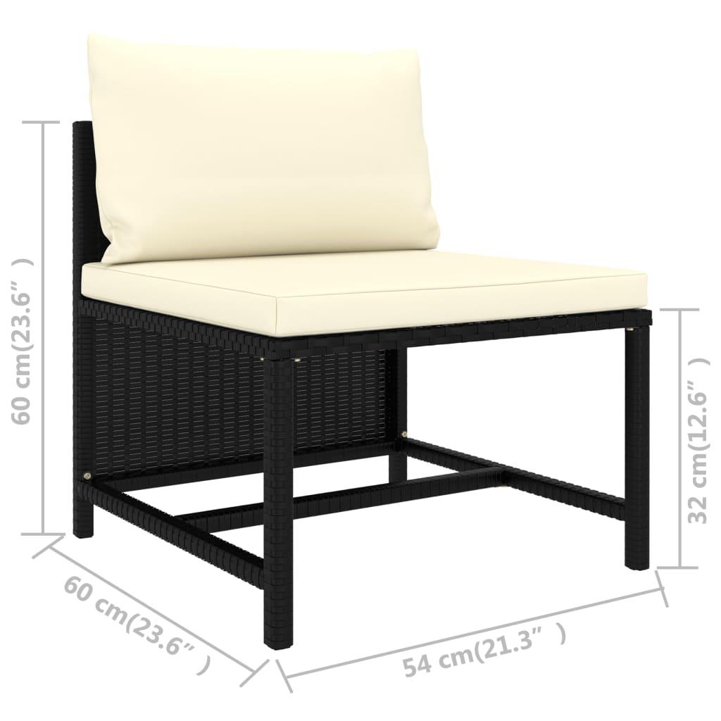 4-Sitzer-Gartensofa mit Auflagen Schwarz Poly Rattan - Pazzar.ch