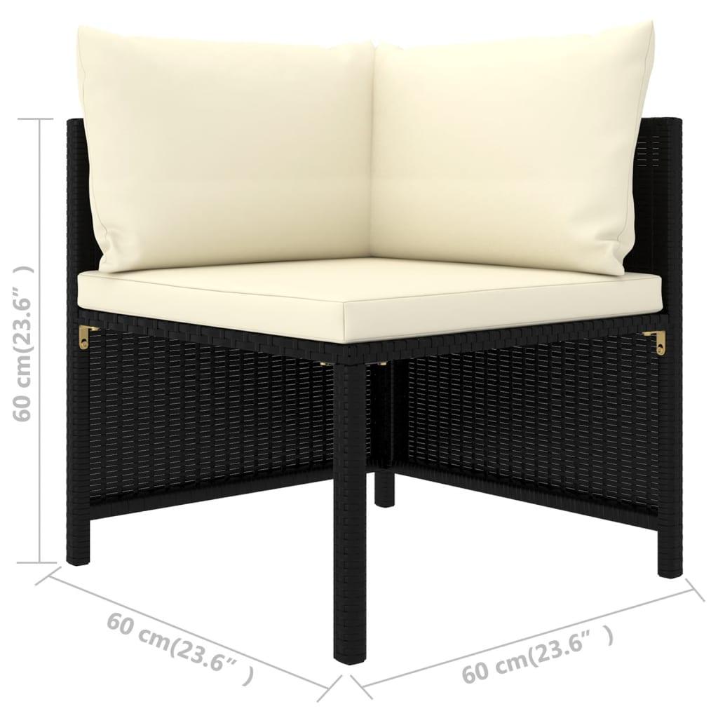5-tlg. Garten-Sofagarnitur mit Auflagen Schwarz Poly Rattan - Pazzar.ch