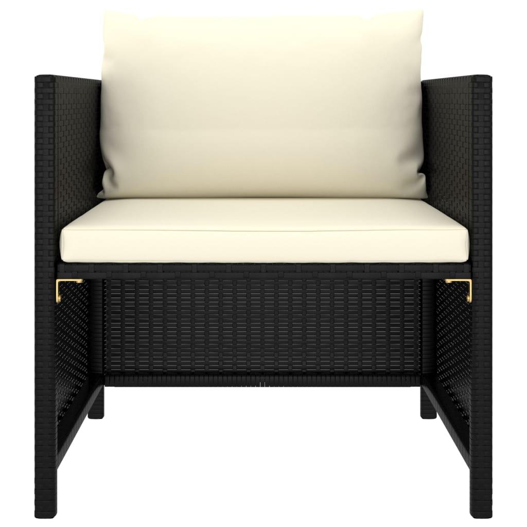 4-tlg. Garten-Sofagarnitur mit Auflagen Schwarz Poly Rattan