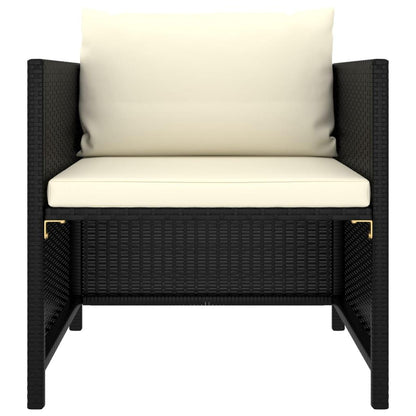4-tlg. Garten-Sofagarnitur mit Auflagen Schwarz Poly Rattan - Pazzar.ch