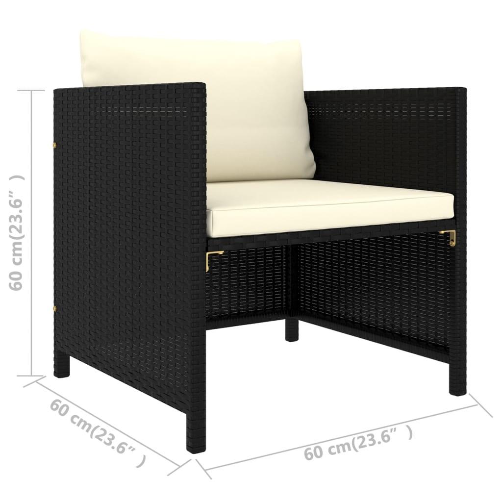 4-tlg. Garten-Sofagarnitur mit Auflagen Schwarz Poly Rattan - Pazzar.ch