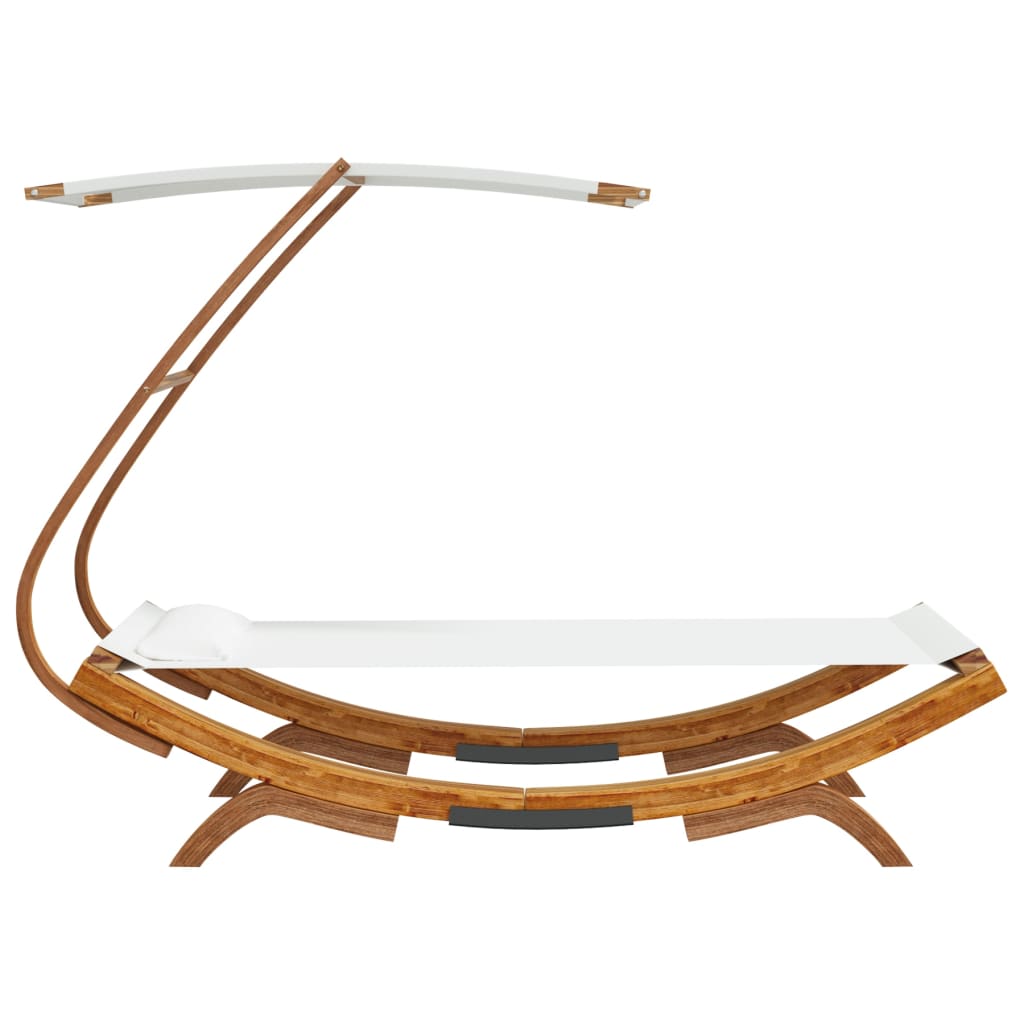 Loungebett mit Dach 100x190x134 cm Bugholz Massiv Creme - Pazzar.ch