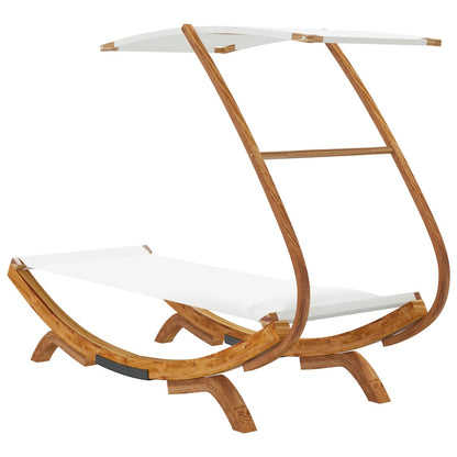 Loungebett mit Dach 100x190x134 cm Bugholz Massiv Creme - Pazzar.ch