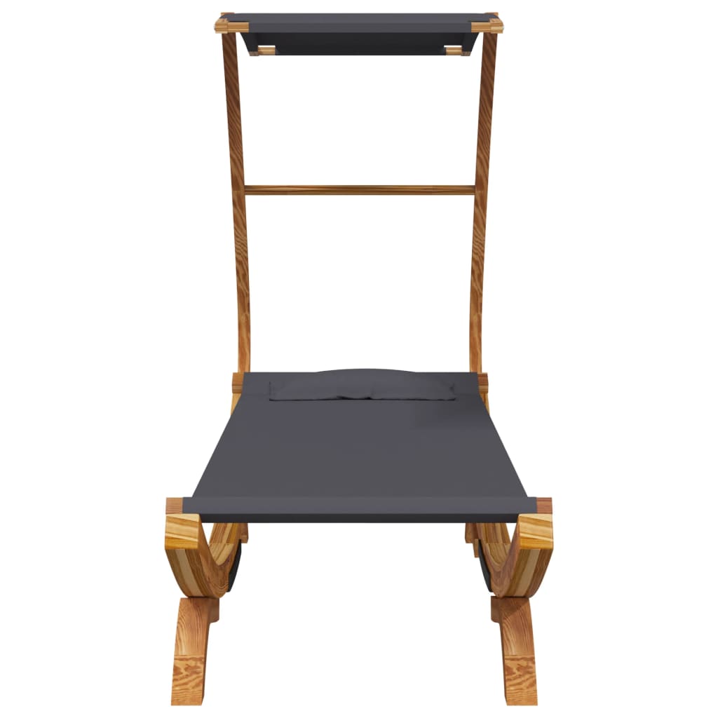 Loungebett mit Dach 100x190x134 cm Bugholz Massiv Anthrazit - Pazzar.ch