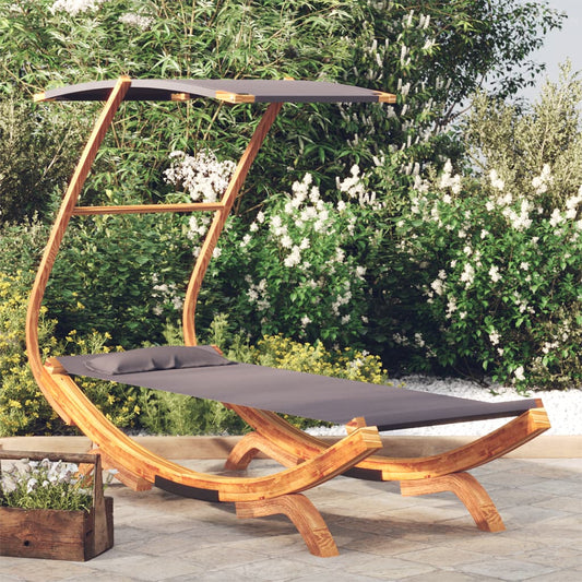 Loungebett mit Dach 100x190x134 cm Bugholz Massiv Anthrazit - Pazzar.ch