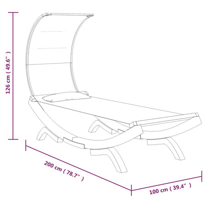 Loungebett mit Dach 100x200x126 cm Bugholz Massiv Creme - Pazzar.ch