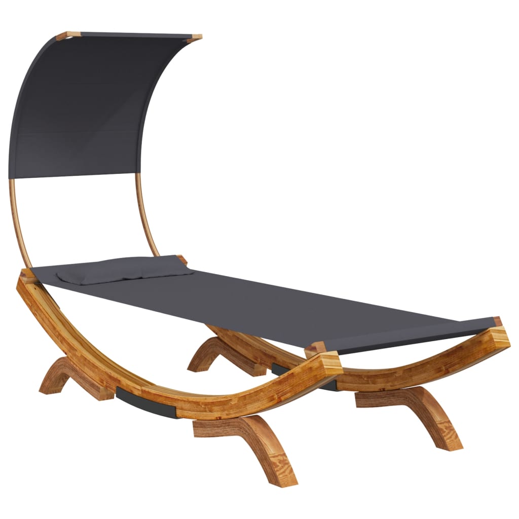 Loungebett mit Dach 100x200x126 cm Bugholz Massiv Anthrazit - Pazzar.ch