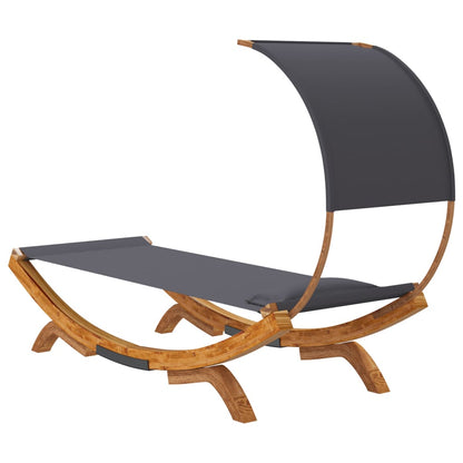 Loungebett mit Dach 100x200x126 cm Bugholz Massiv Anthrazit - Pazzar.ch