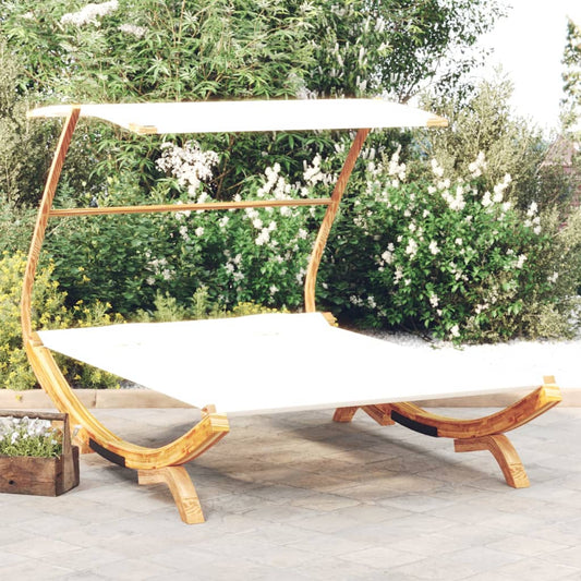 Loungebett mit Dach 165x203x138 cm Bugholz Massiv Creme - Pazzar.ch