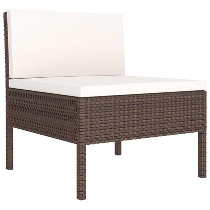 6-tlg. Garten-Lounge-Set mit Auflagen Poly Rattan Braun - Pazzar.ch
