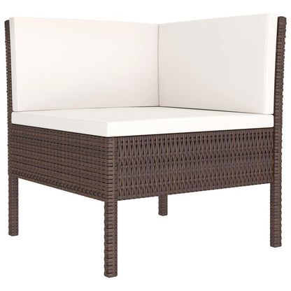6-tlg. Garten-Lounge-Set mit Auflagen Poly Rattan Braun - Pazzar.ch