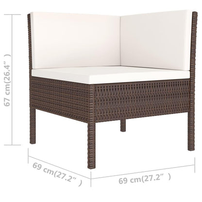 6-tlg. Garten-Lounge-Set mit Auflagen Poly Rattan Braun - Pazzar.ch