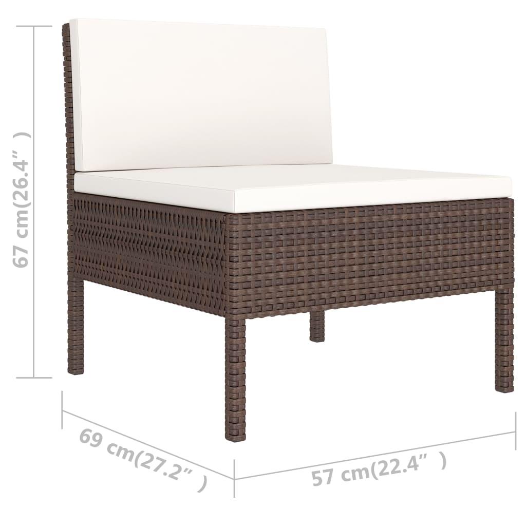 6-tlg. Garten-Lounge-Set mit Auflagen Poly Rattan Braun - Pazzar.ch
