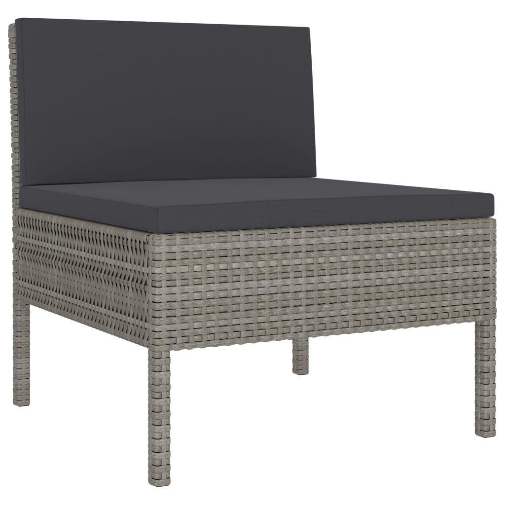 6-tlg. Garten-Lounge-Set mit Auflagen Poly Rattan Grau - Pazzar.ch