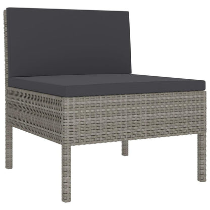 6-tlg. Garten-Lounge-Set mit Auflagen Poly Rattan Grau - Pazzar.ch
